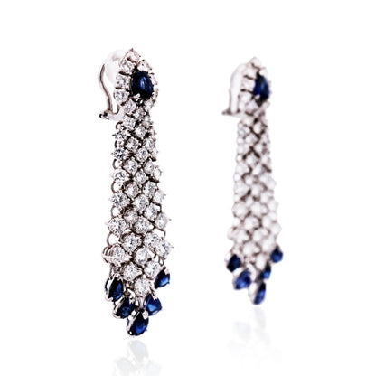 14K Gold Sapphire Diamond Earrings