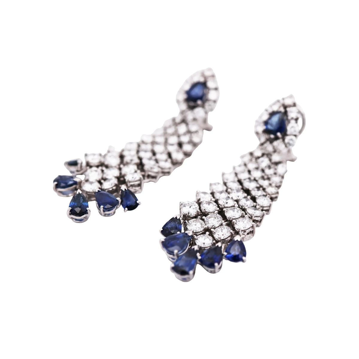 14K Gold Sapphire Diamond Earrings