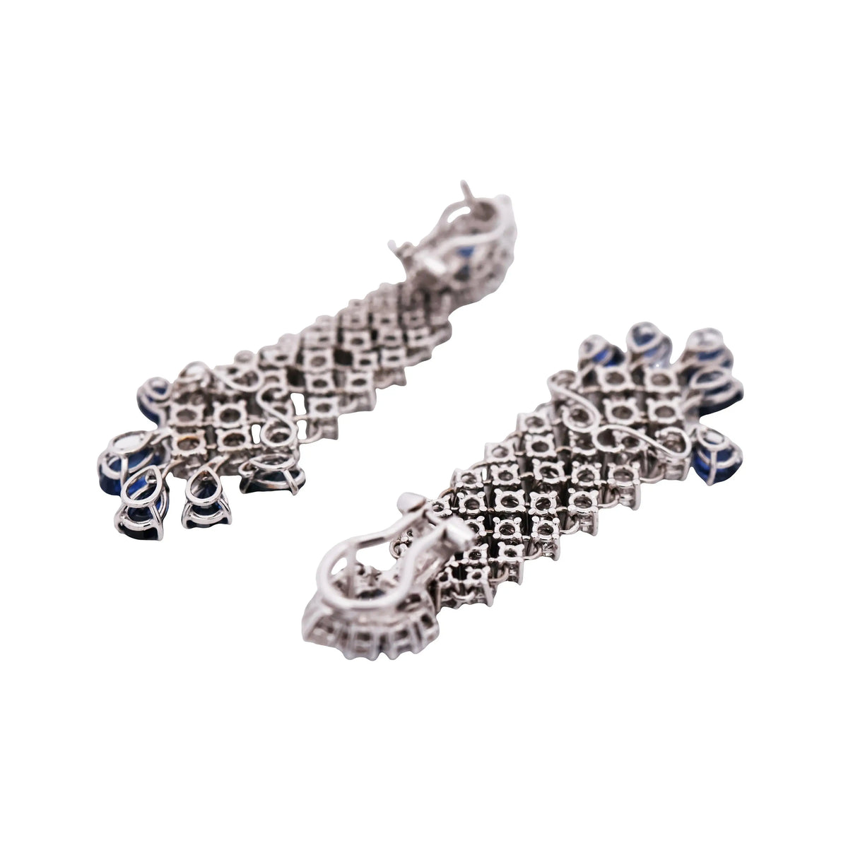 14K Gold Sapphire Diamond Earrings