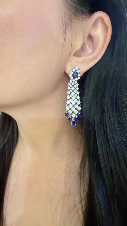 14K Gold Sapphire Diamond Earrings