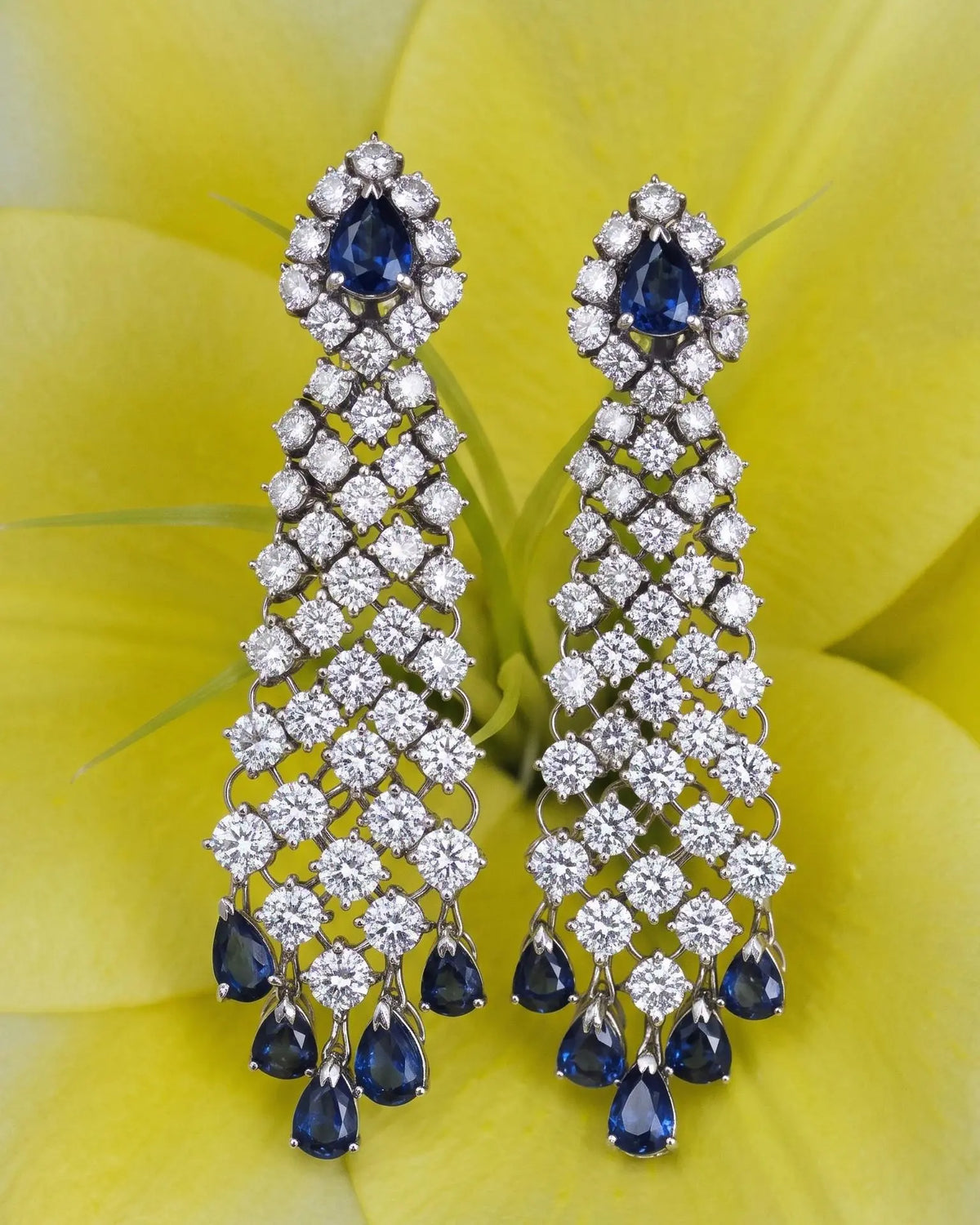 14K Gold Sapphire Diamond Earrings