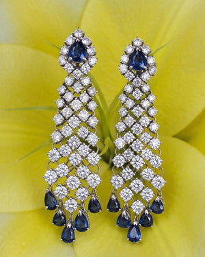 14K Gold Sapphire Diamond Earrings