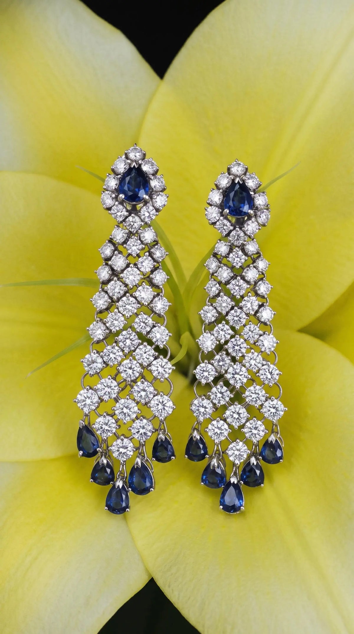 14K Gold Sapphire Diamond Earrings