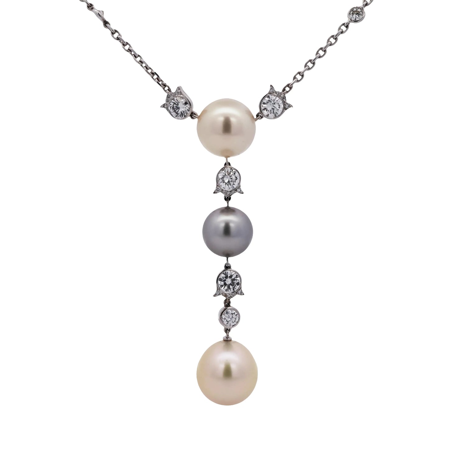 Cartier, 18K Gold Pearl Diamond Necklace