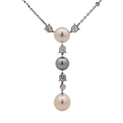 Cartier, 18K Gold Pearl Diamond Necklace