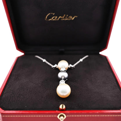 Cartier, 18K Gold Pearl Diamond Necklace