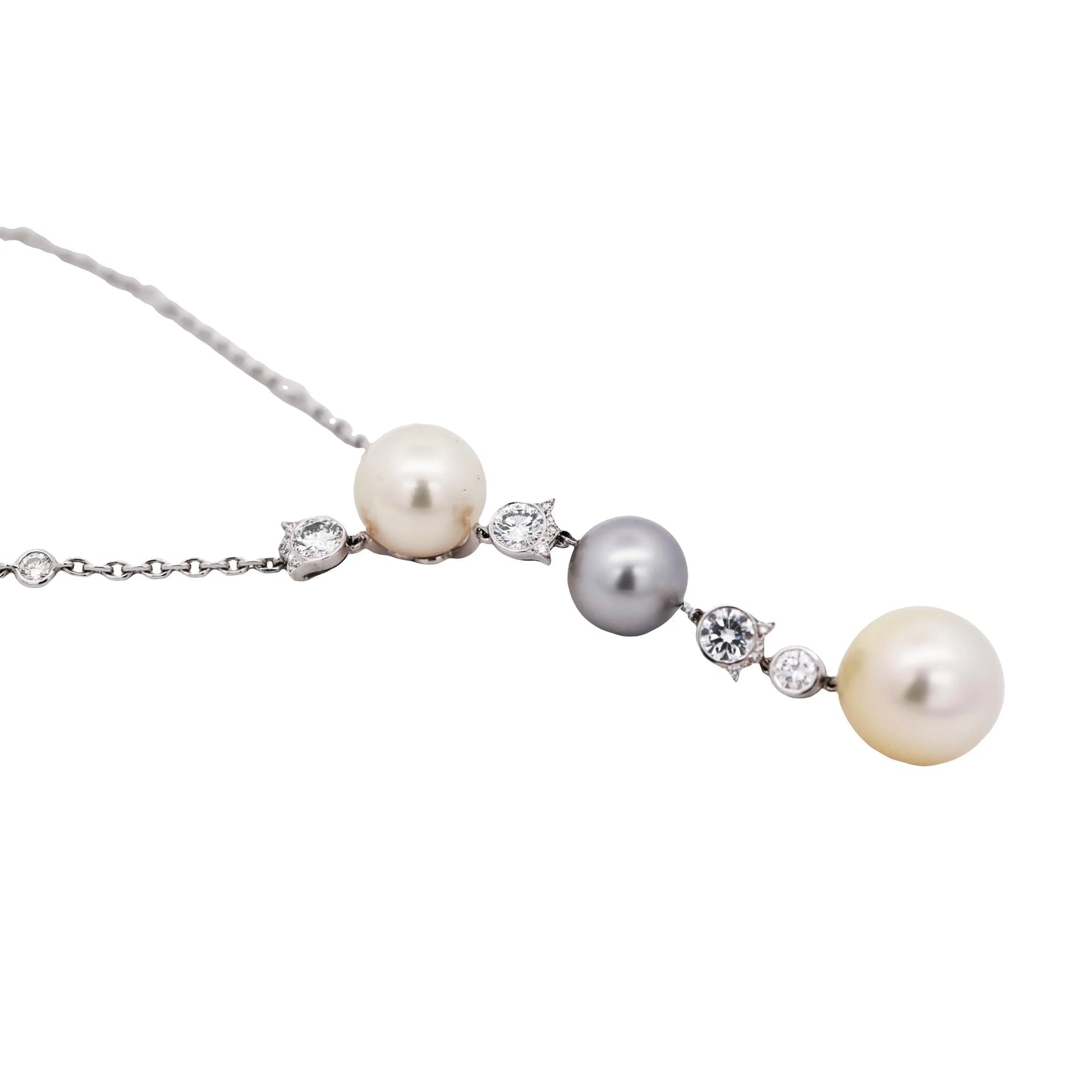 Cartier, 18K Gold Pearl Diamond Necklace