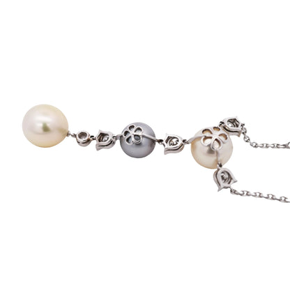 Cartier, 18K Gold Pearl Diamond Necklace