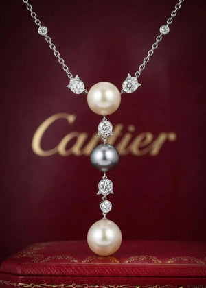 Cartier, 18K Gold Pearl Diamond Necklace