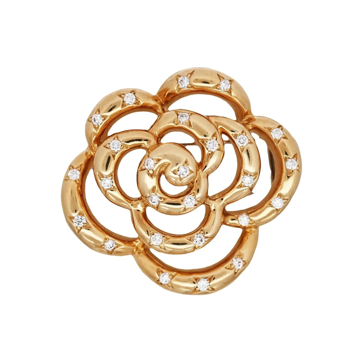 Van Cleef & Arpels, 18K Gold Diamond Camellia Brooch