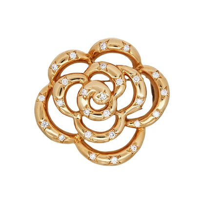 Van Cleef & Arpels, 18K Gold Diamond Camellia Brooch
