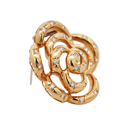 Van Cleef & Arpels, 18K Gold Diamond Camellia Brooch