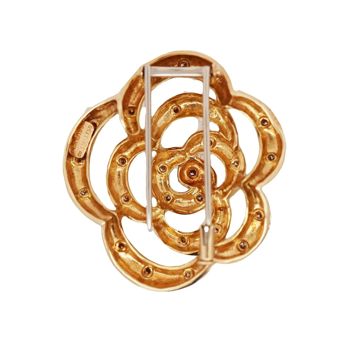 Van Cleef & Arpels, 18K Gold Diamond Camellia Brooch