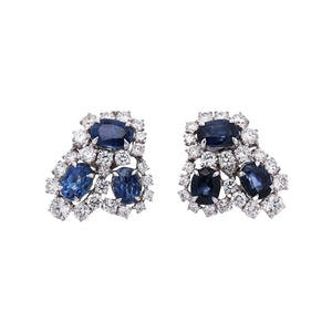 18K Gold Kashmir Unheated Sapphire Diamond Earrings, GIA