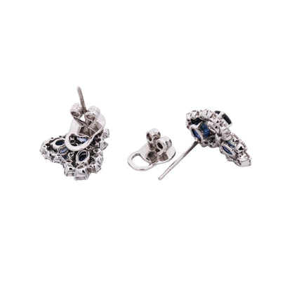 18K Gold Kashmir Unheated Sapphire Diamond Earrings, GIA