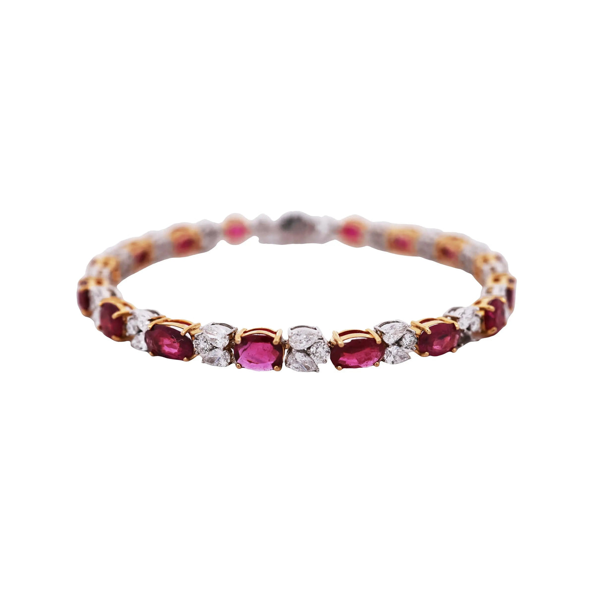 18K Gold Burma Unheated Ruby Diamond Bracelet