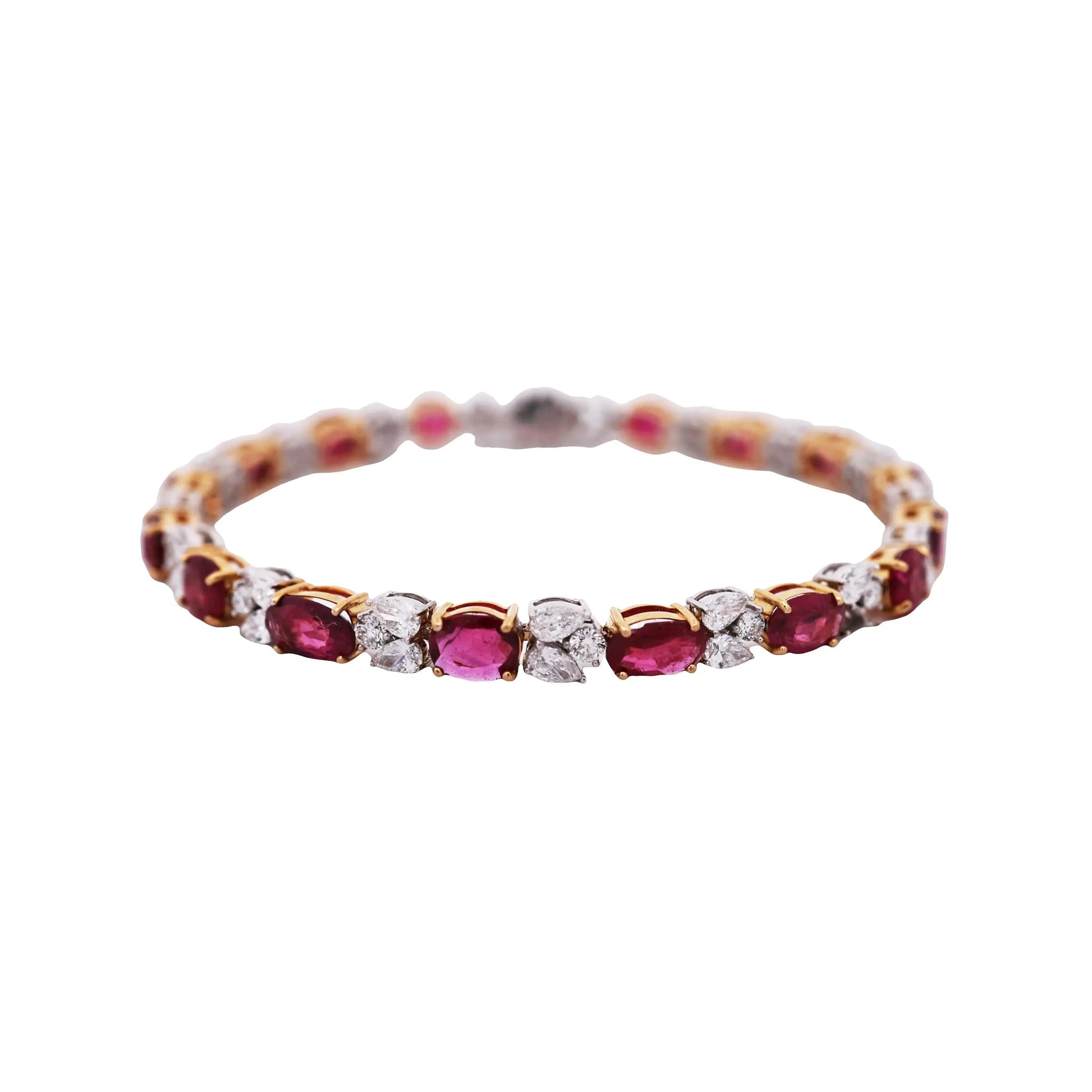 18K Gold Burma Unheated Ruby Diamond Bracelet
