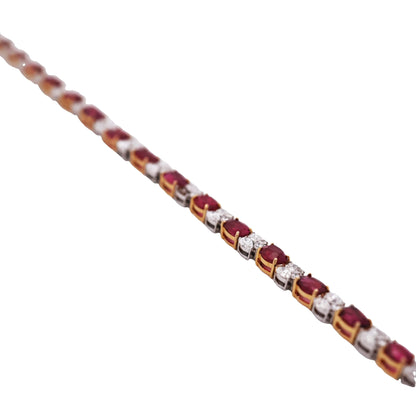 18K Gold Burma Unheated Ruby Diamond Bracelet