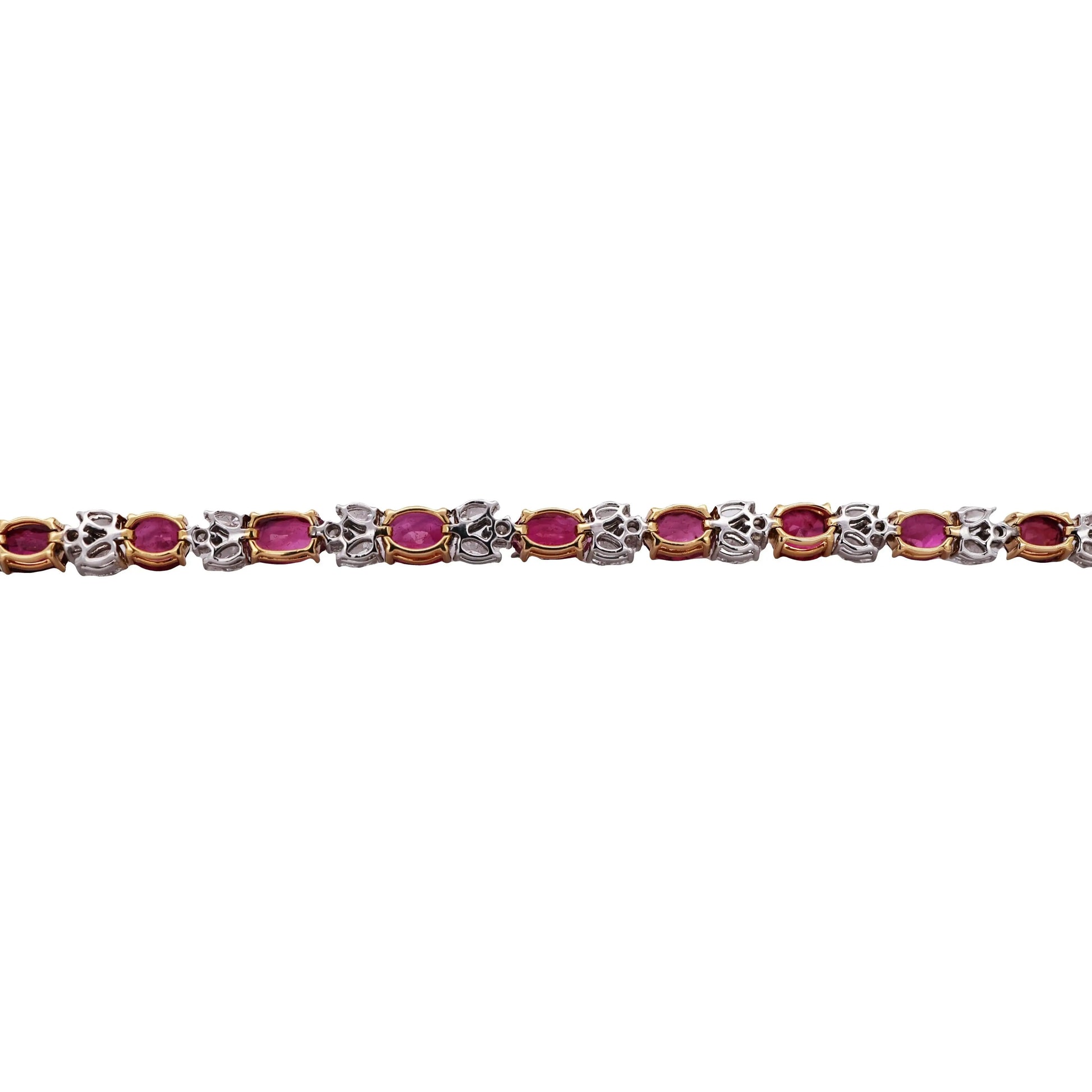 18K Gold Burma Unheated Ruby Diamond Bracelet