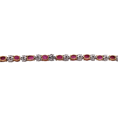 18K Gold Burma Unheated Ruby Diamond Bracelet
