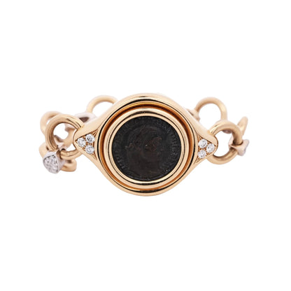 Bvlgari, 18K Gold Antique Coin Diamond Bracelet
