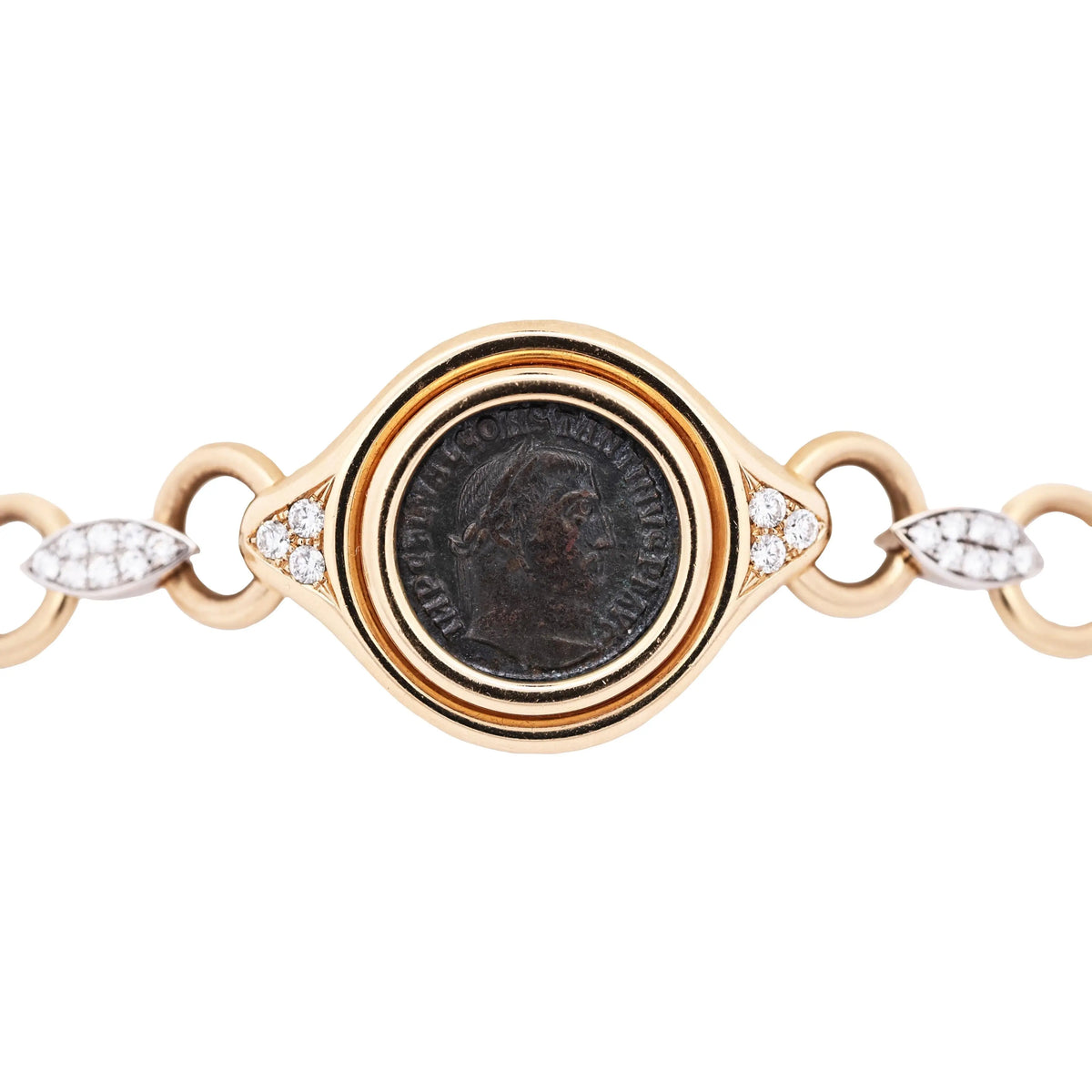 Bvlgari, 18K Gold Antique Coin Diamond Bracelet