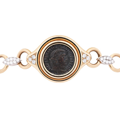 Bvlgari, 18K Gold Antique Coin Diamond Bracelet