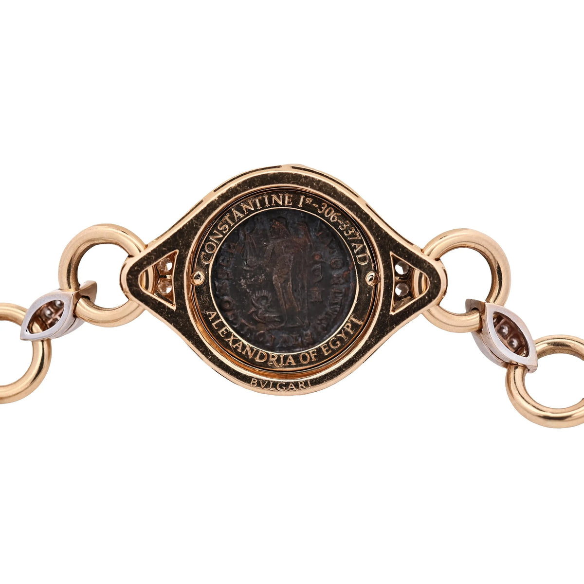 Bvlgari, 18K Gold Antique Coin Diamond Bracelet