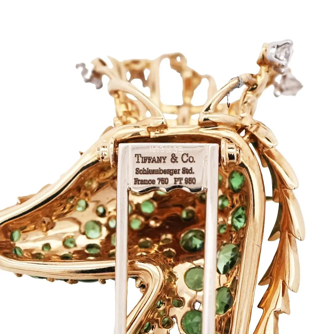 Tiffany Schlumberger, 18K Gold Tsavorite Diamond Seahorse Brooch
