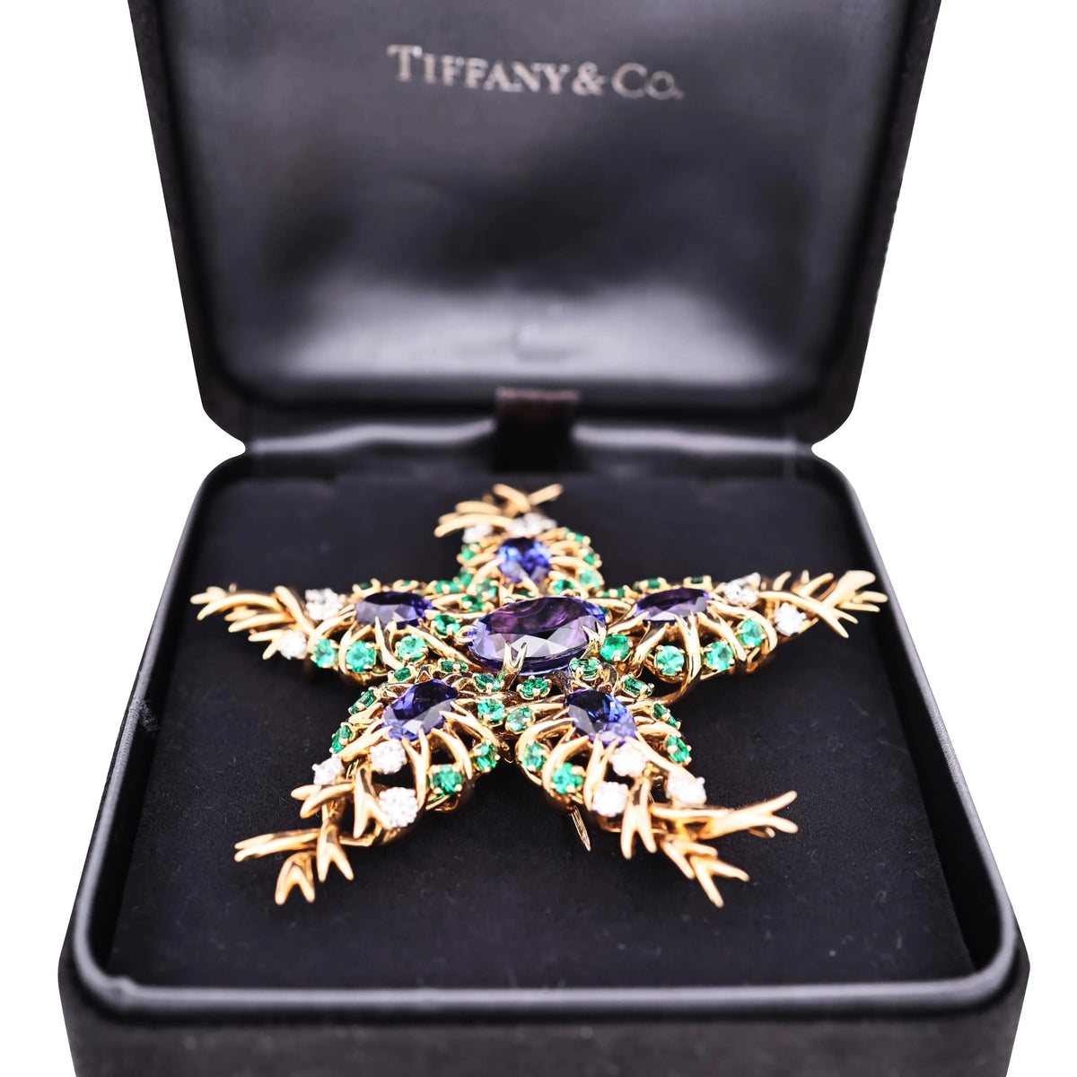 Tiffany Schlumberger, 18K Gold Gemstone Seastar Brooch