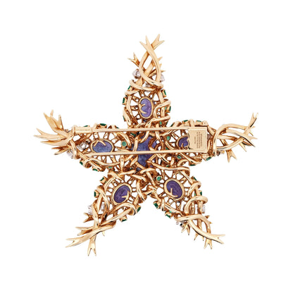 Tiffany Schlumberger, 18K Gold Gemstone Seastar Brooch