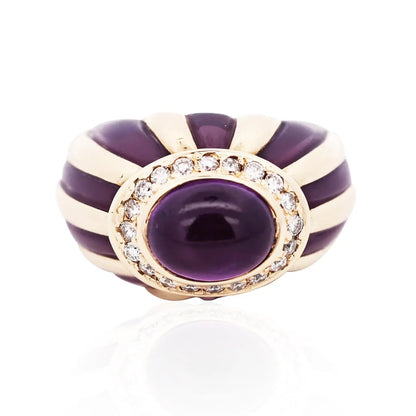 Bvlgari, 18K Gold Amethyst Diamond Ring