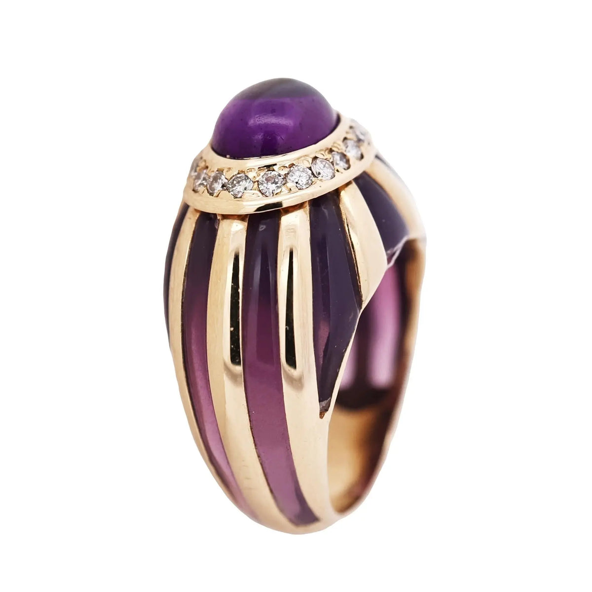 Bvlgari, 18K Gold Amethyst Diamond Ring