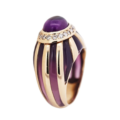 Bvlgari, 18K Gold Amethyst Diamond Ring