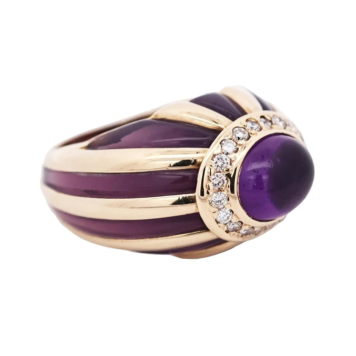 Bvlgari, 18K Gold Amethyst Diamond Ring