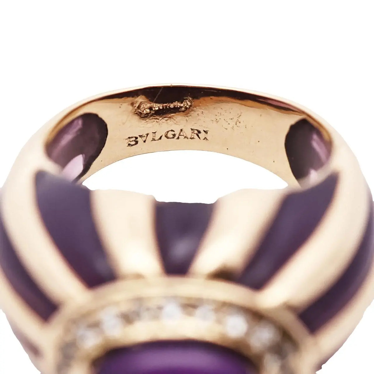 Bvlgari, 18K Gold Amethyst Diamond Ring