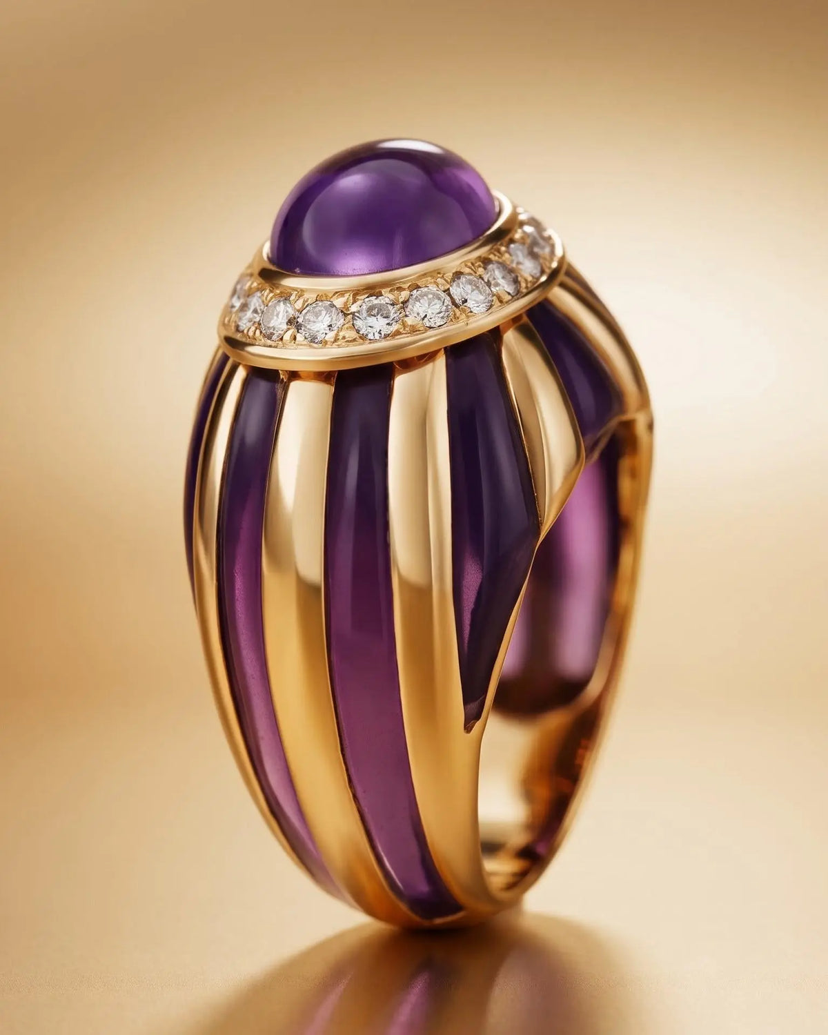 Bvlgari, 18K Gold Amethyst Diamond Ring