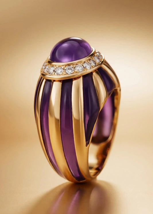 Bvlgari, 18K Gold Amethyst Diamond Ring