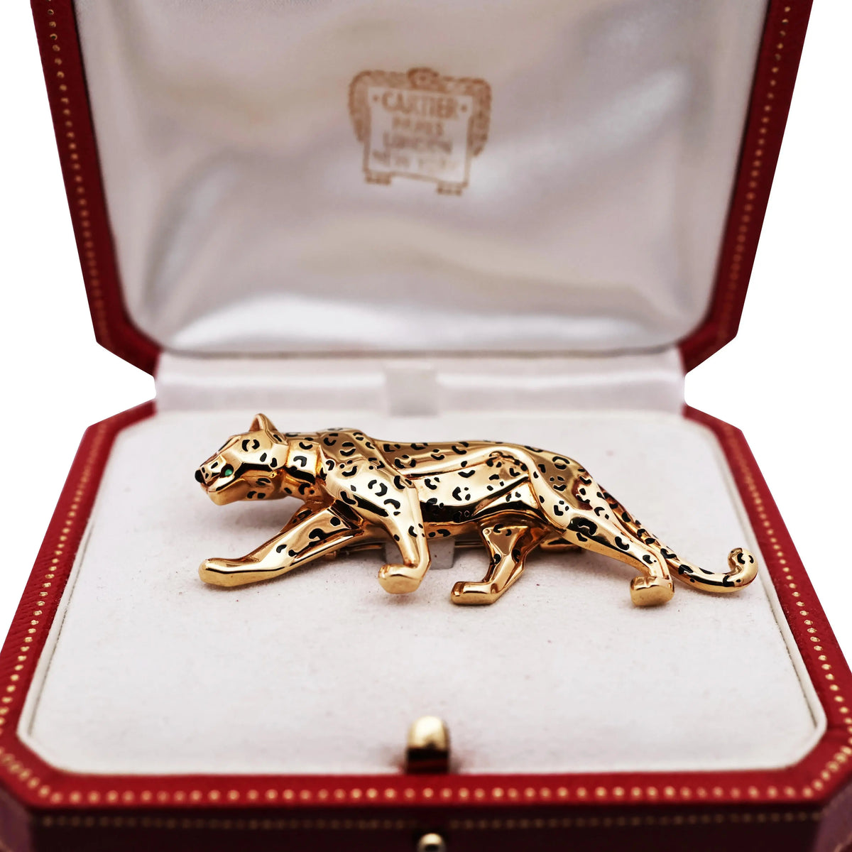 Cartier, 18K Gold Enamel Panthere Brooch