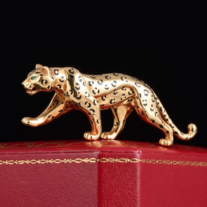Cartier, 18K Gold Enamel Panthere Brooch