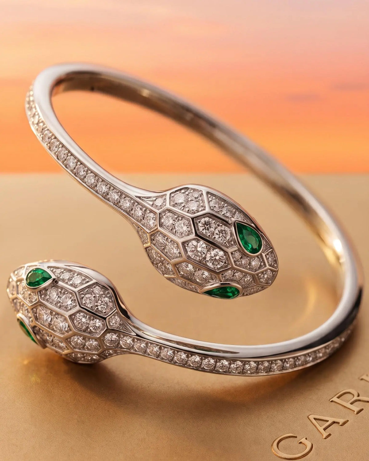 Bvlgari, 18K Gold Emerald Diamond Bracelet