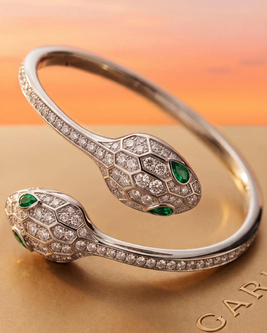 Bvlgari, 18K Gold Emerald Diamond Bracelet
