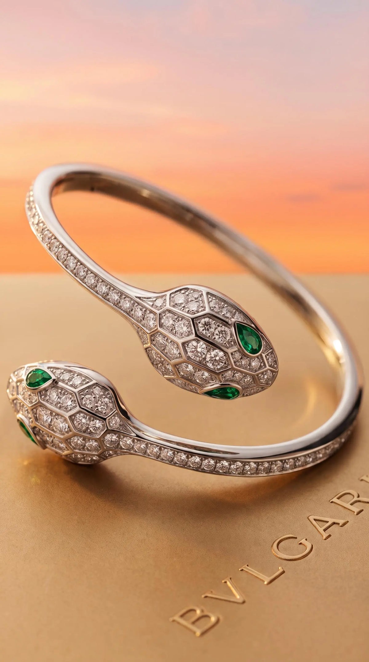 Bvlgari, 18K Gold Emerald Diamond Bracelet