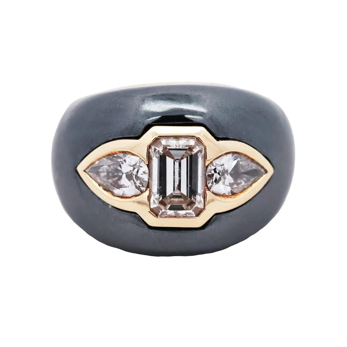 Bvlgari, 18K Gold Hematite Diamond Ring