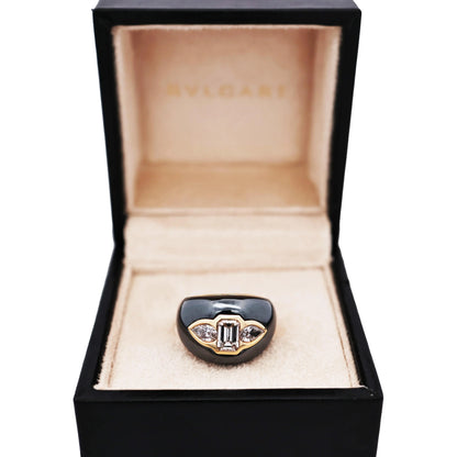 Bvlgari, 18K Gold Hematite Diamond Ring