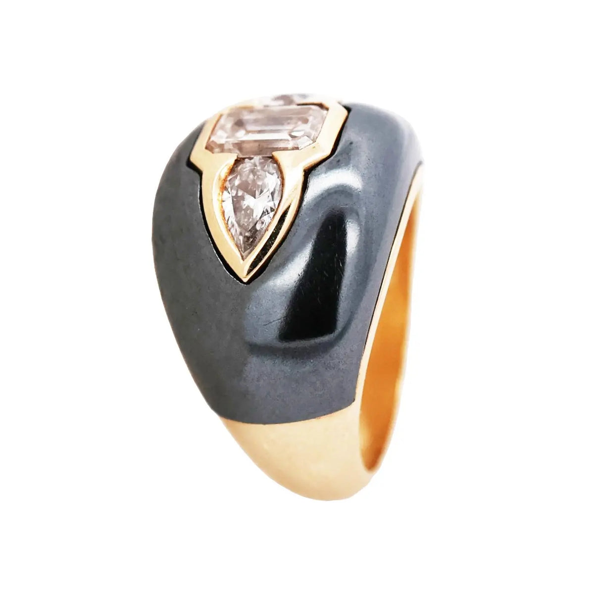 Bvlgari, 18K Gold Hematite Diamond Ring
