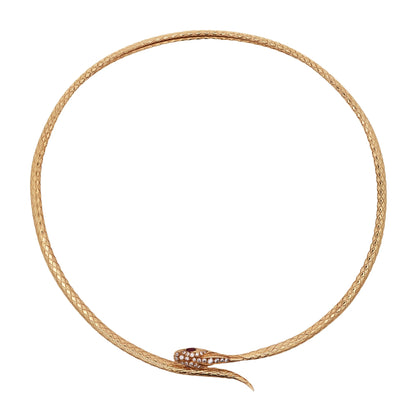 18K Gold Diamond Serpent Necklace