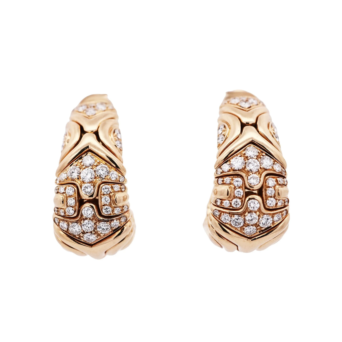 Bvlgari, 18K Gold Diamond Earrings