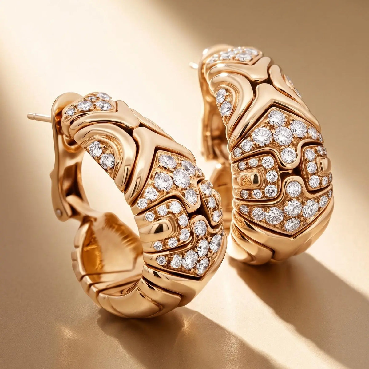 Bvlgari, 18K Gold Diamond Earrings
