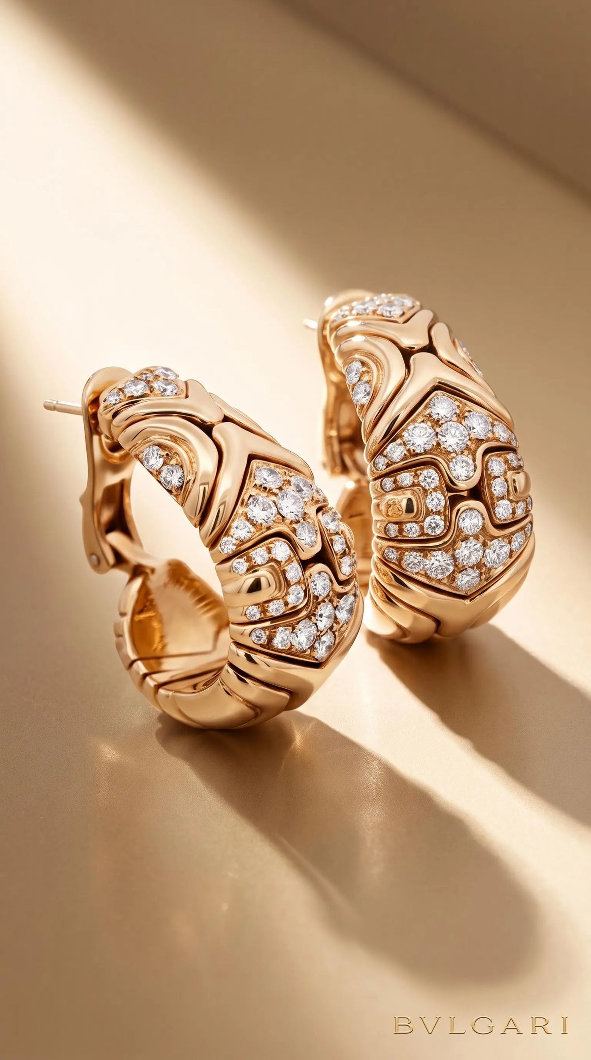 Bvlgari, 18K Gold Diamond Earrings